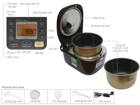 Nồi Cơm Điện Cao Tần Panasonic SR-HB184KRA 1.8 lít 0