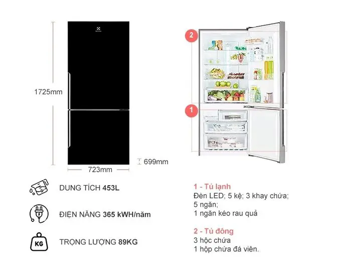 Tủ lạnh Electrolux Inverter 421 lít EBE4500B-H 3