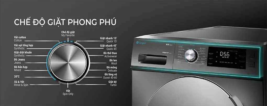 Máy Giặt Casper Inverter 12.5 Kg WF-125I140BGB 3