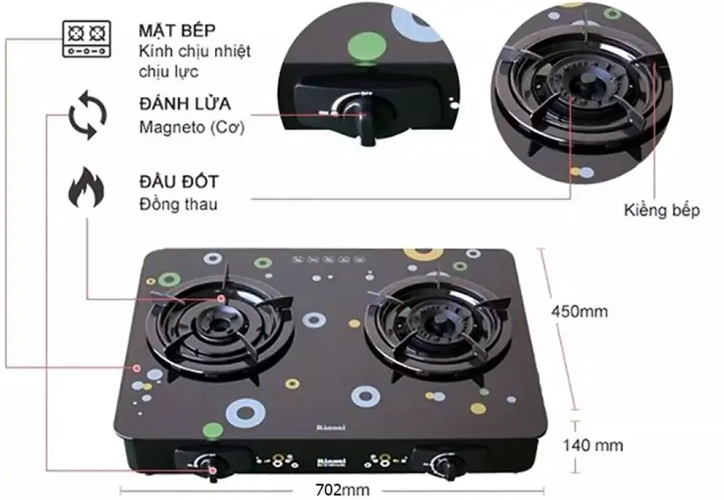 Bếp gas đôi Rinnai RV-715SLIM (GL-Bubble) 3