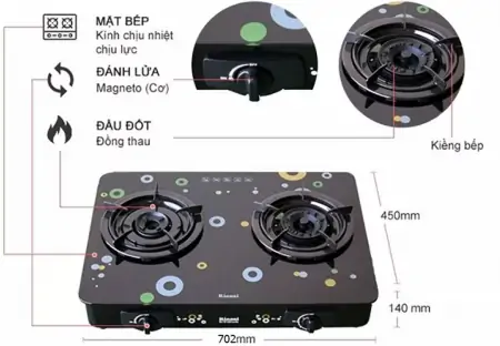Bếp gas đôi Rinnai RV-715SLIM (GL-Bubble) 3