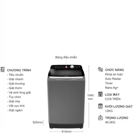 Máy Giặt Aqua 12 Kg AQW-FR120CT.S 3