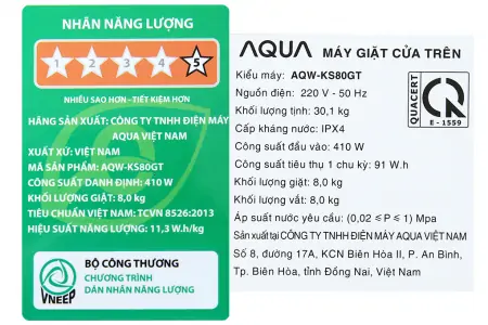 Máy Giặt Aqua 8 Kg AQW-KS80GT.S 4