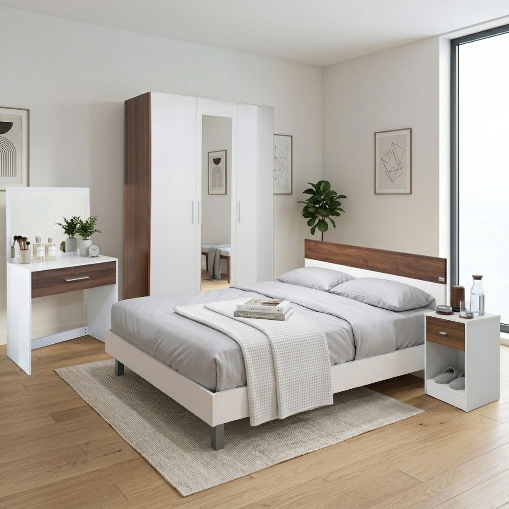 Bộ Ph&ograve;ng Ngủ Queen NS12020 Walnut