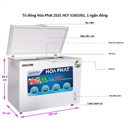 Tủ Đông Hòa Phát 252 Lít HCF 516S1Đ1 3