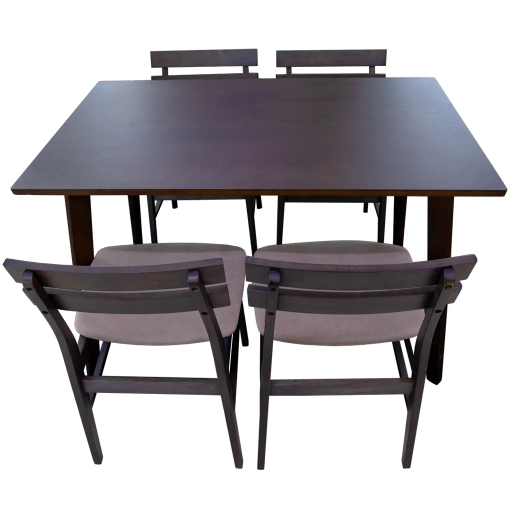 Bộ Bàn ăn Fiesta WM1781A-DT5 1.2M Nâu (COFFEE OAK) + 4 Ghế ăn Delvin WM1888-DC Xám (COFFEE OAK) 1