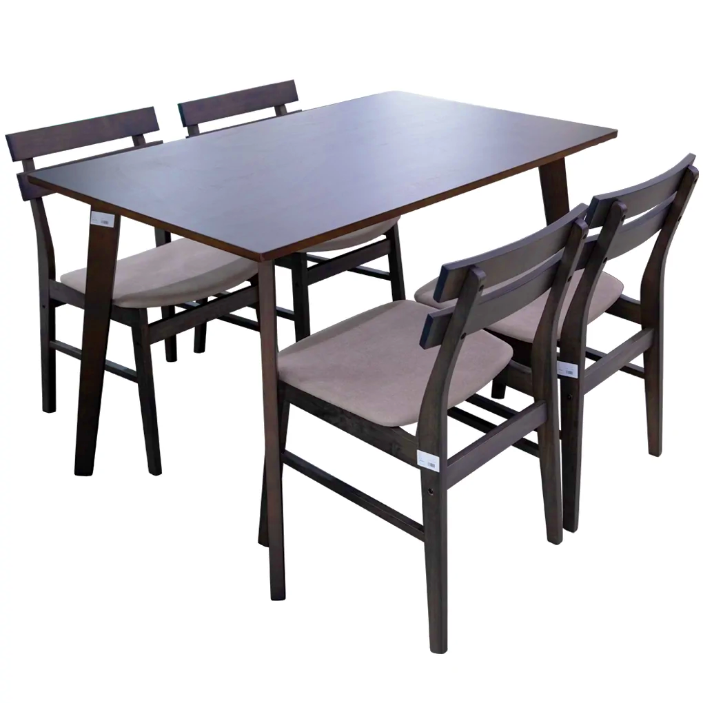 Bộ Bàn ăn Fiesta WM1781A-DT5 1.2M Nâu (COFFEE OAK) + 4 Ghế ăn Delvin WM1888-DC Xám (COFFEE OAK) 2