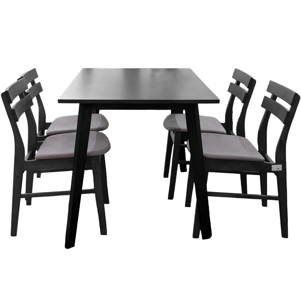 Bộ Bàn Ăn Fiesta WM1781A-DT5 Xám + 4 Ghế Ăn Delvin WM1968-DC Xám (RUSTIC GREY)