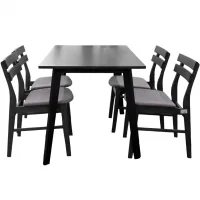 Bộ Bàn Ăn Fiesta WM1781A-DT5 Xám + 4 Ghế Ăn Delvin WM1968-DC Xám (RUSTIC GREY)