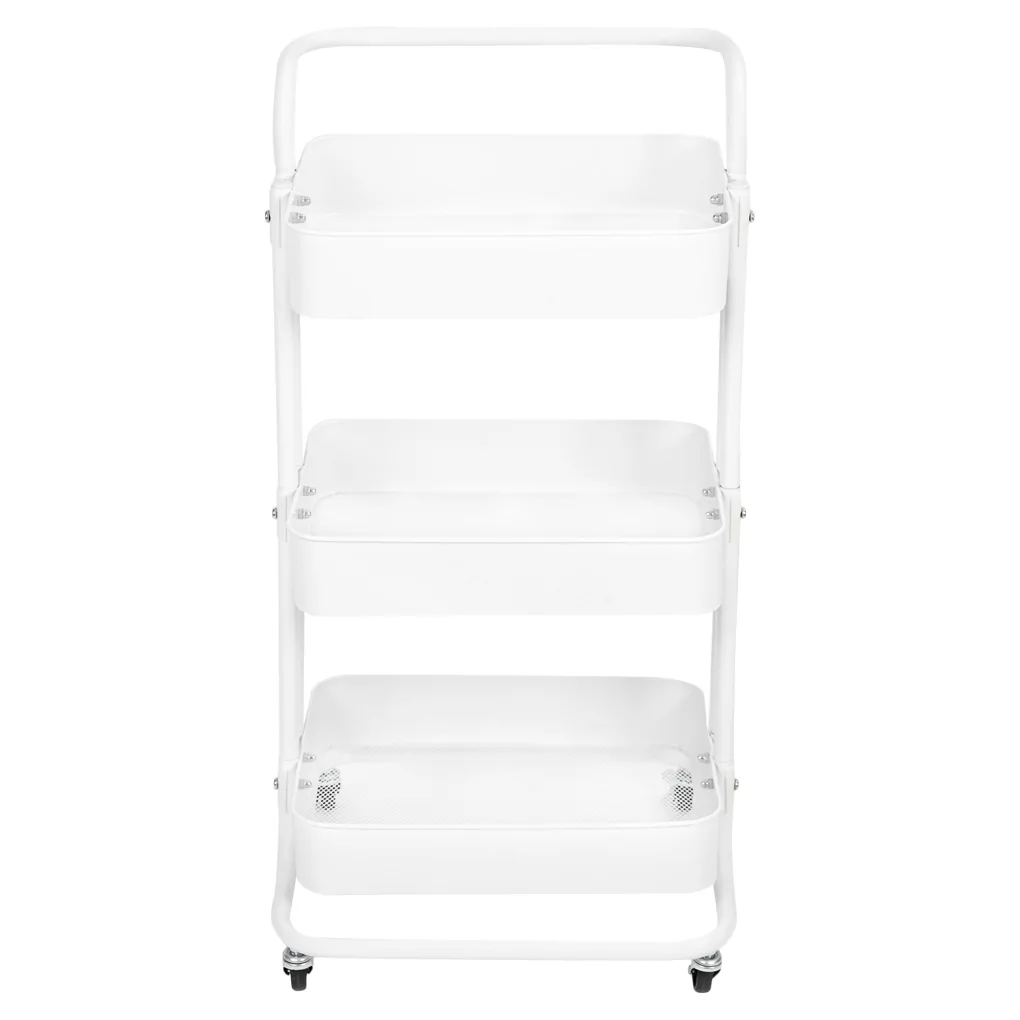 Kệ Xếp 3 Tầng Kim Loại Có Bánh Xe ECOSF3 Trắng