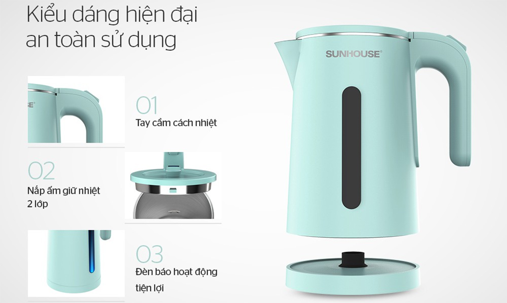 Bình đun siêu tốc inox 2 lớp Sunhouse SHD1351 3