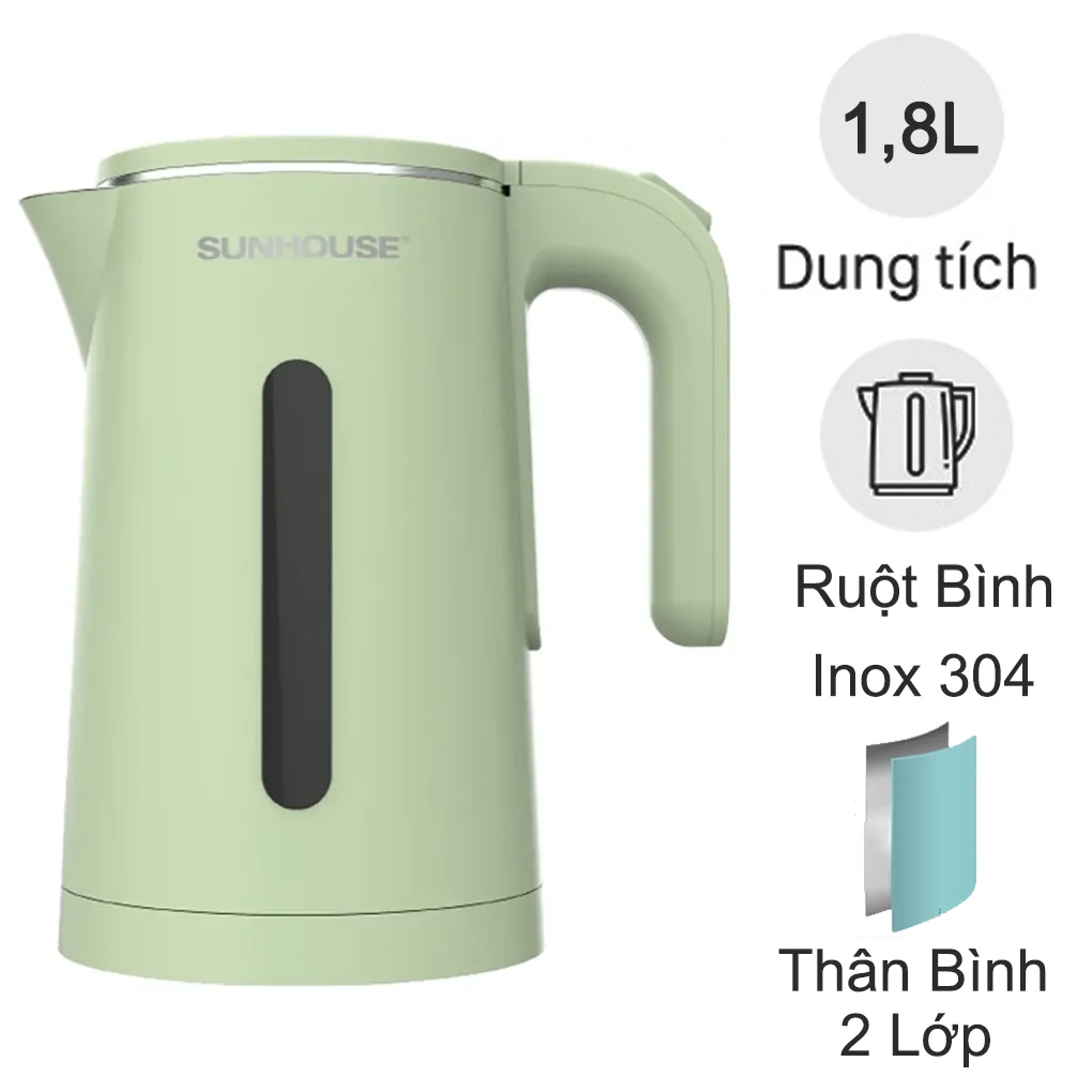 Bình đun siêu tốc inox 2 lớp 1.8 lít Sunhouse SHD1353