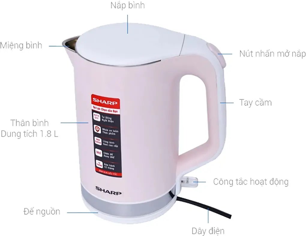Bình đun siêu tốc Sharp EKJ-18VP-PK 3
