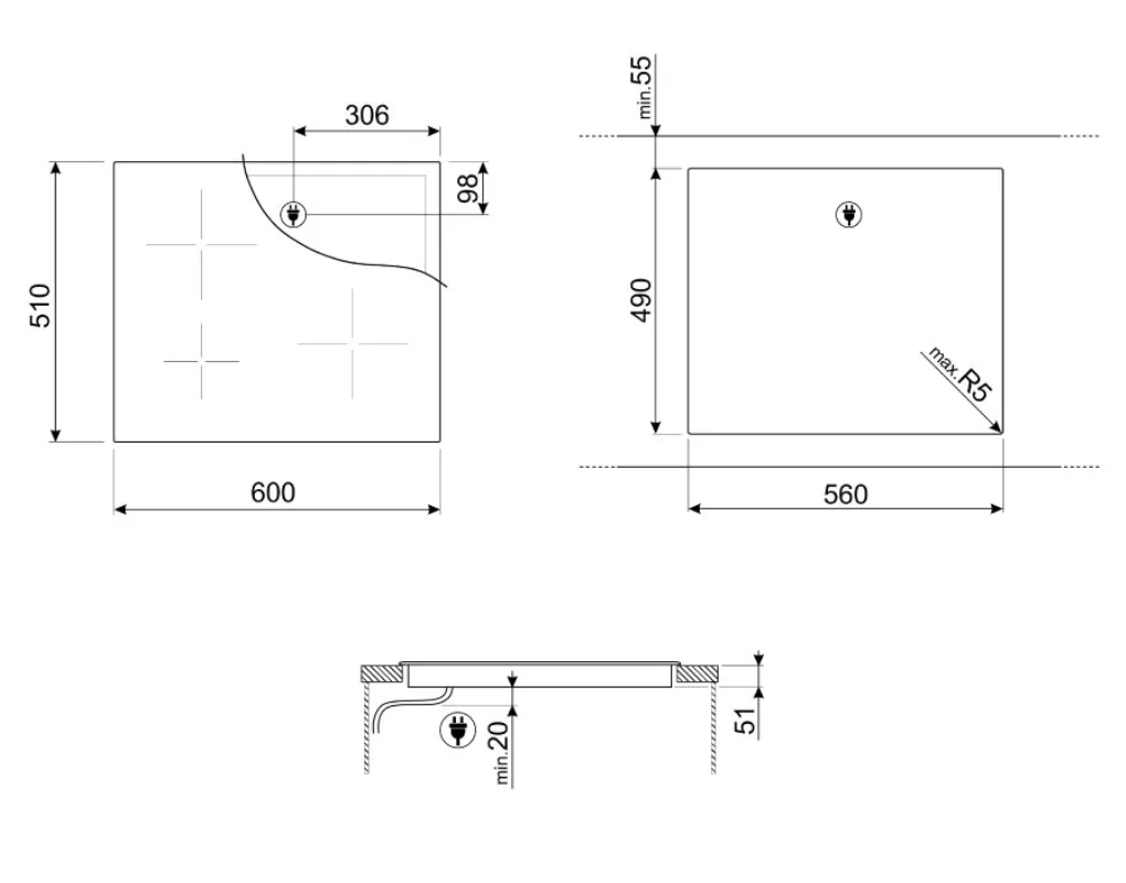 Bếp Từ Âm Smeg 60cm SI5632D/536.64.091 - Châu Âu 5