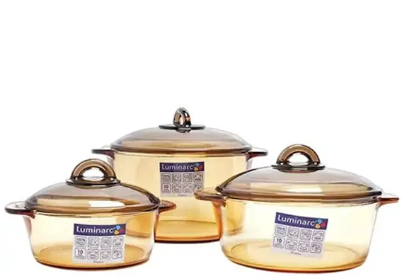 Bộ nồi thủy tinh Luminarc Amberline Granite 1L 2L 3L