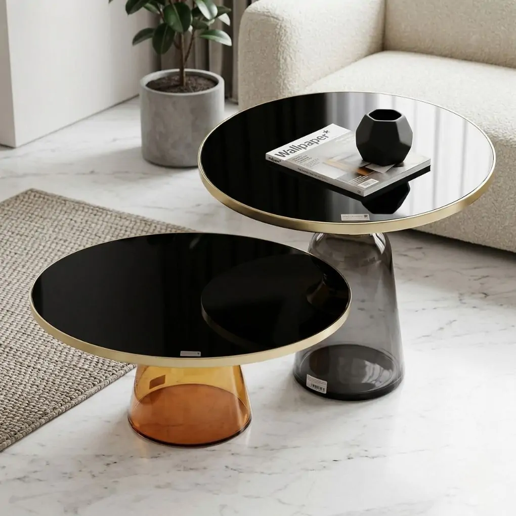 Bộ Bàn Coffee Kiếng Tròn LC-072-1 + LC-072-2