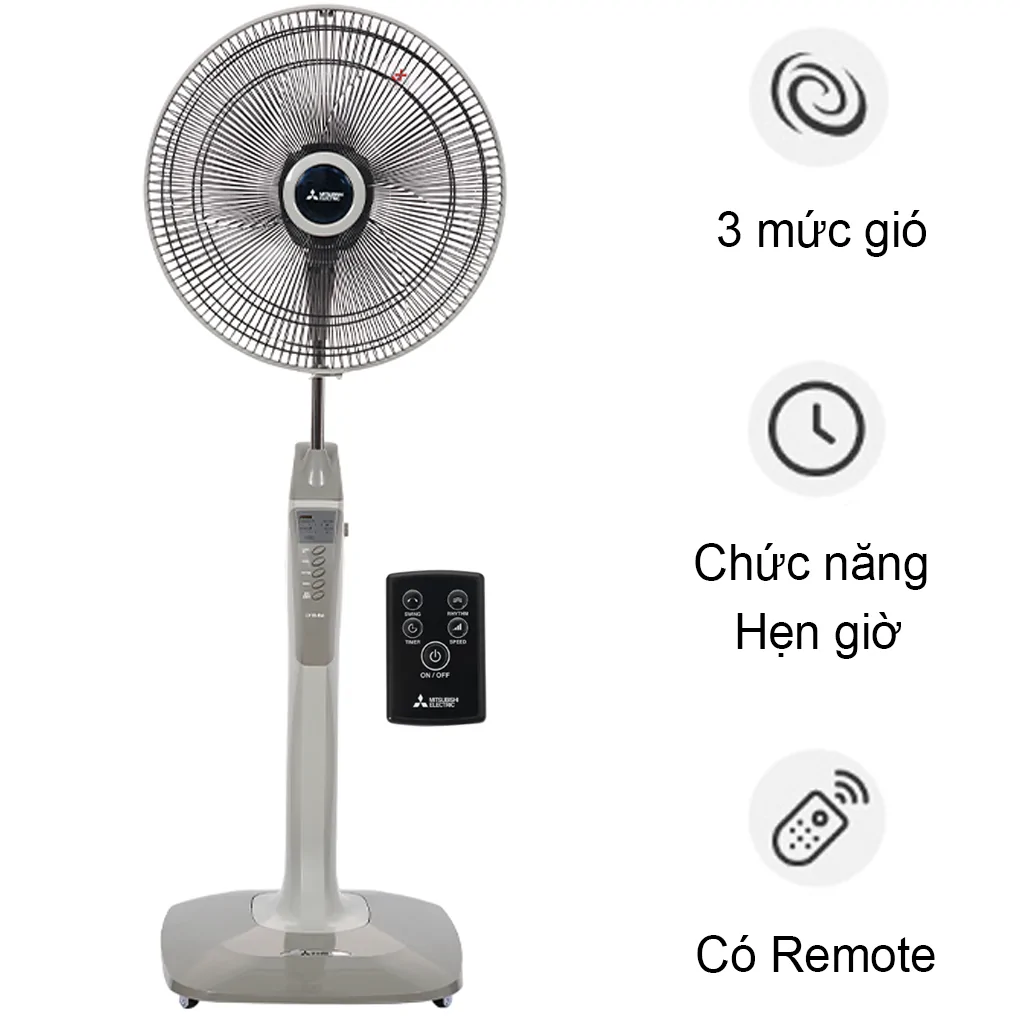 Quạt đứng Mitsubishi LV16-RA SF-GY-Xám Nhạt