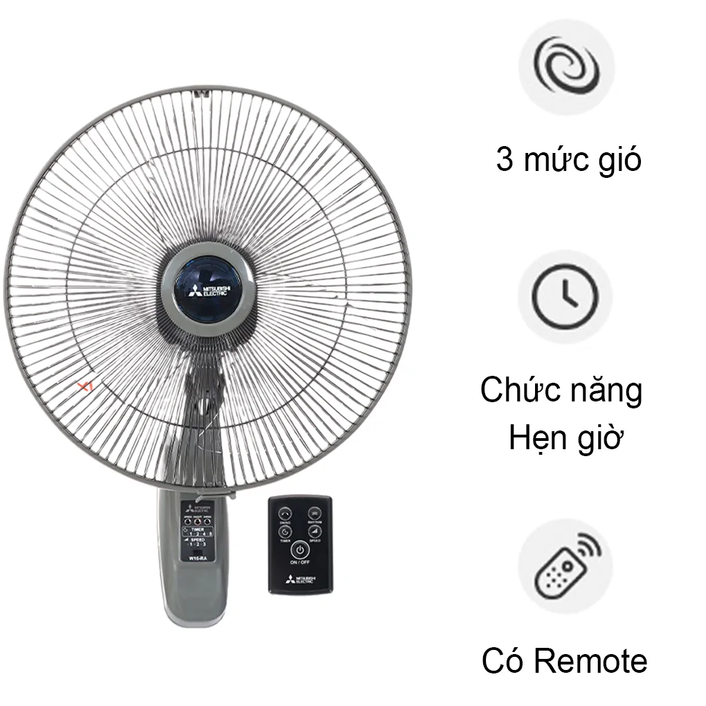 Quạt treo Mitsubishi W16-RA CY-GY- Xám Đậm giá rẻ, giao ngay