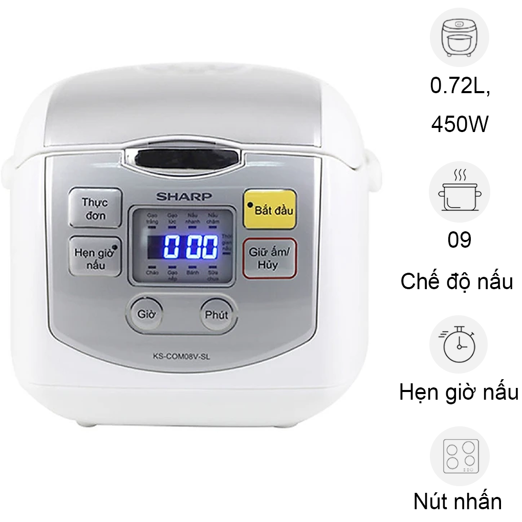 Nồi Cơm Điện Tử KS-COM08V-SL 0.72 Lít