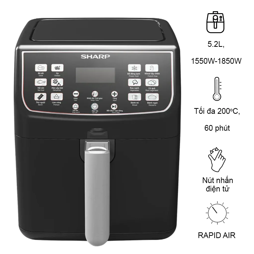 Nồi chiên không dầu Sharp KF-AF55EV-BK (Sản phẩm trưng bày)