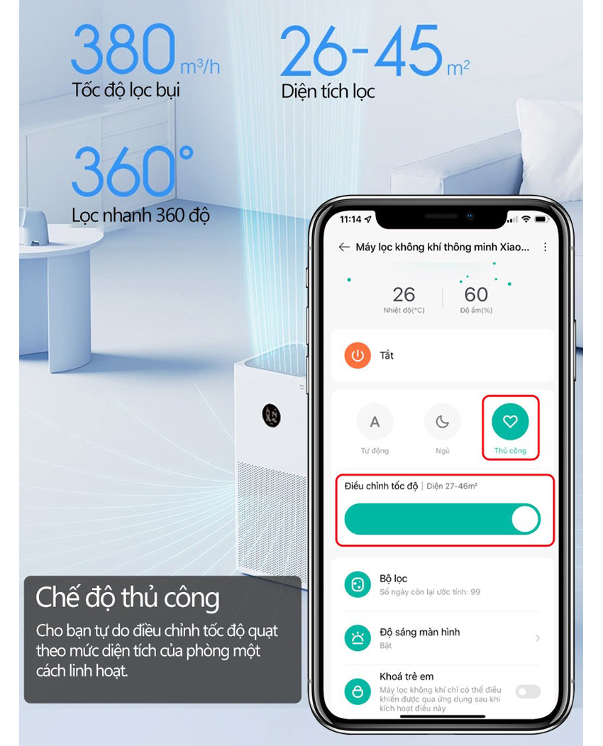 Máy Lọc Không Khí XIAOMI SMART Air Purifier 4 Lite (BHR5274GL) 8