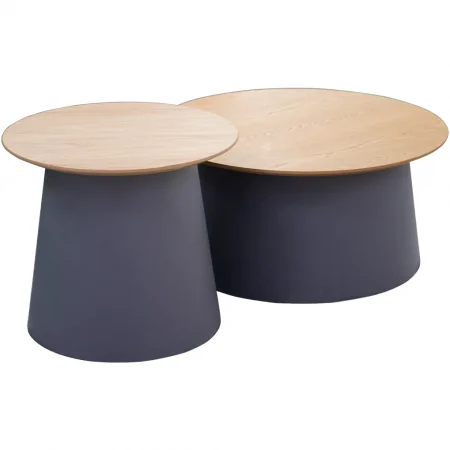 Bộ Bàn Coffee Tròn 290M Xám + 299AM Xám 2