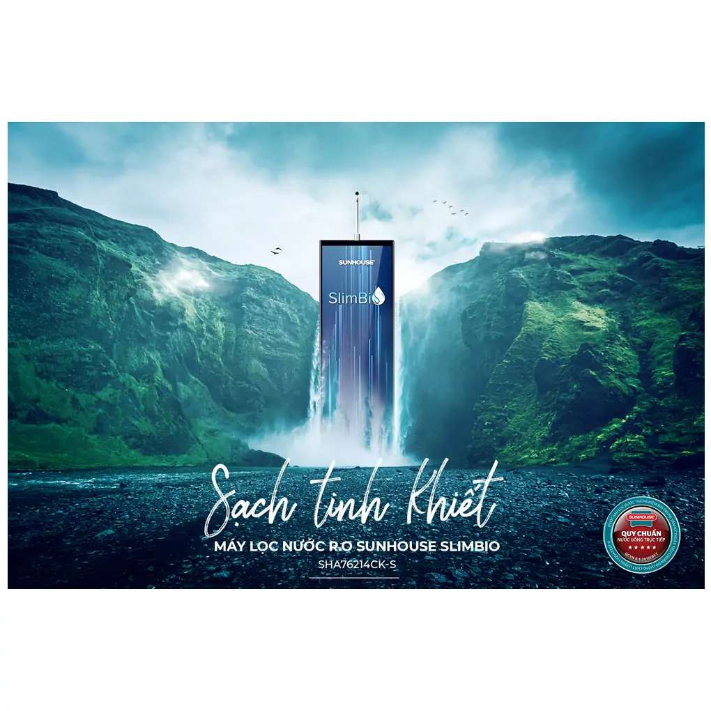 Máy Lọc Nước R.O Nóng Lạnh SUNHOUSE SLIMBIO SHA76214CK-S