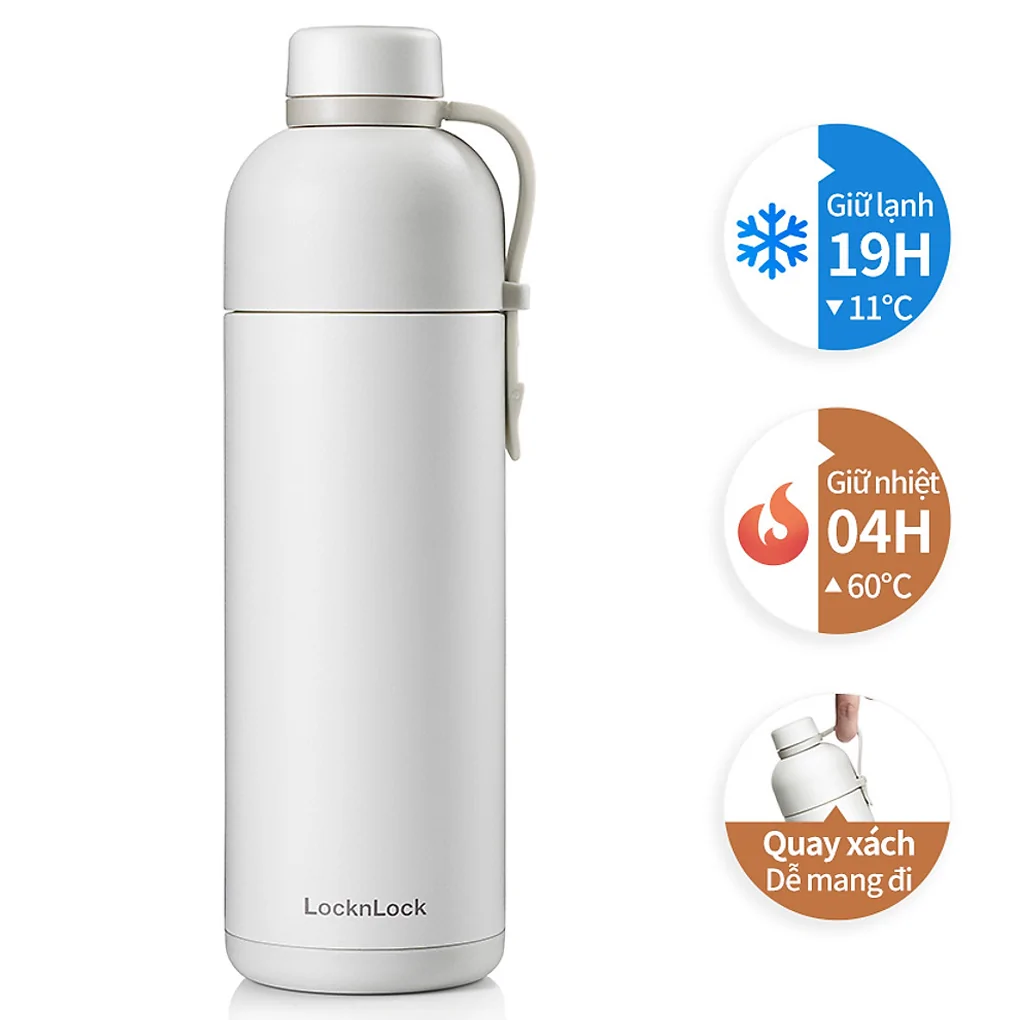Bình Giữ Nhiệt LOCK&LOCK Belt Bottle 490ml LHC4267IVY - Màu Ngà (Sản phẩm trưng bày)