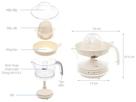 Máy Ép Cam Tự Động Bear CZJ-A04B1 - Hàng Quốc Tế - Bản Tiếng Anh 0