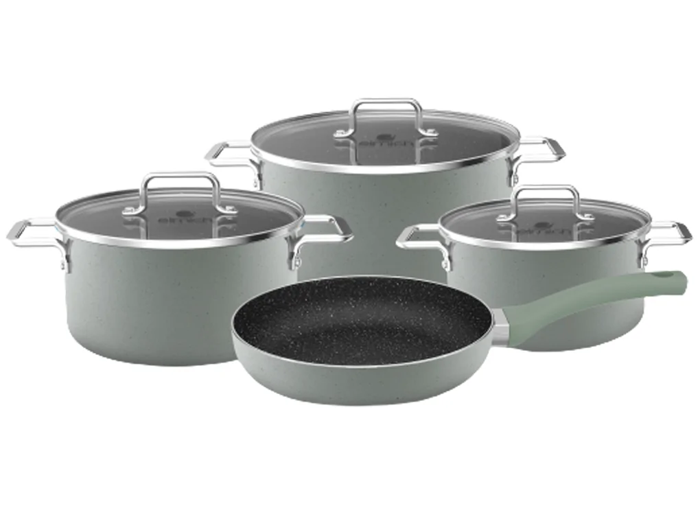 Bộ Nồi Nhôm Chống Dính Đáy Từ EL-5311Mnsize 16,20, 24, Chảo 26cm