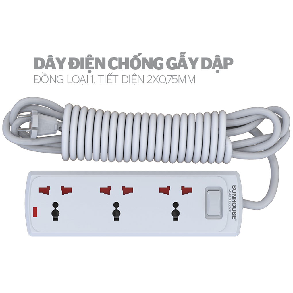 Ổ Cắm Điện SUNHOUSE SHE-OC6-3P 1