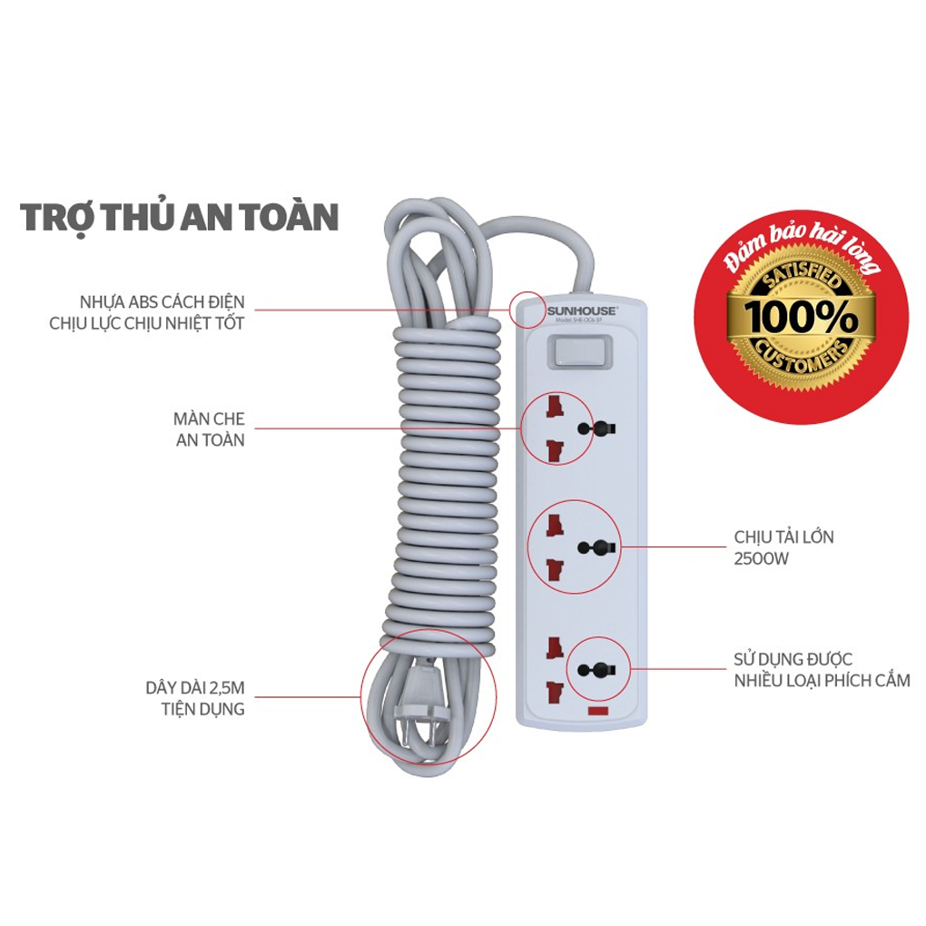 Ổ Cắm Điện SUNHOUSE SHE-OC6-3P 2