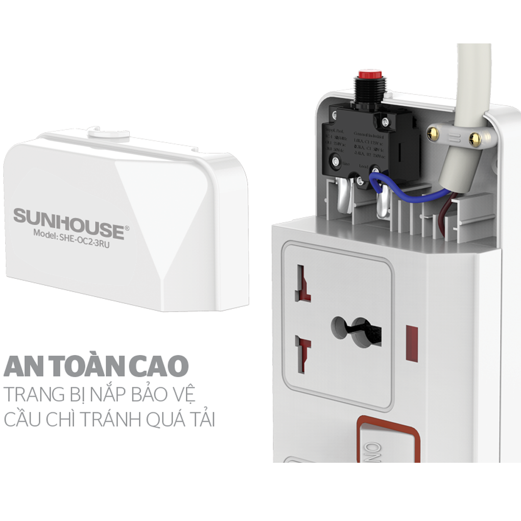 Ổ Cắm Điện SUNHOUSE SHE-OC2-3RU 3