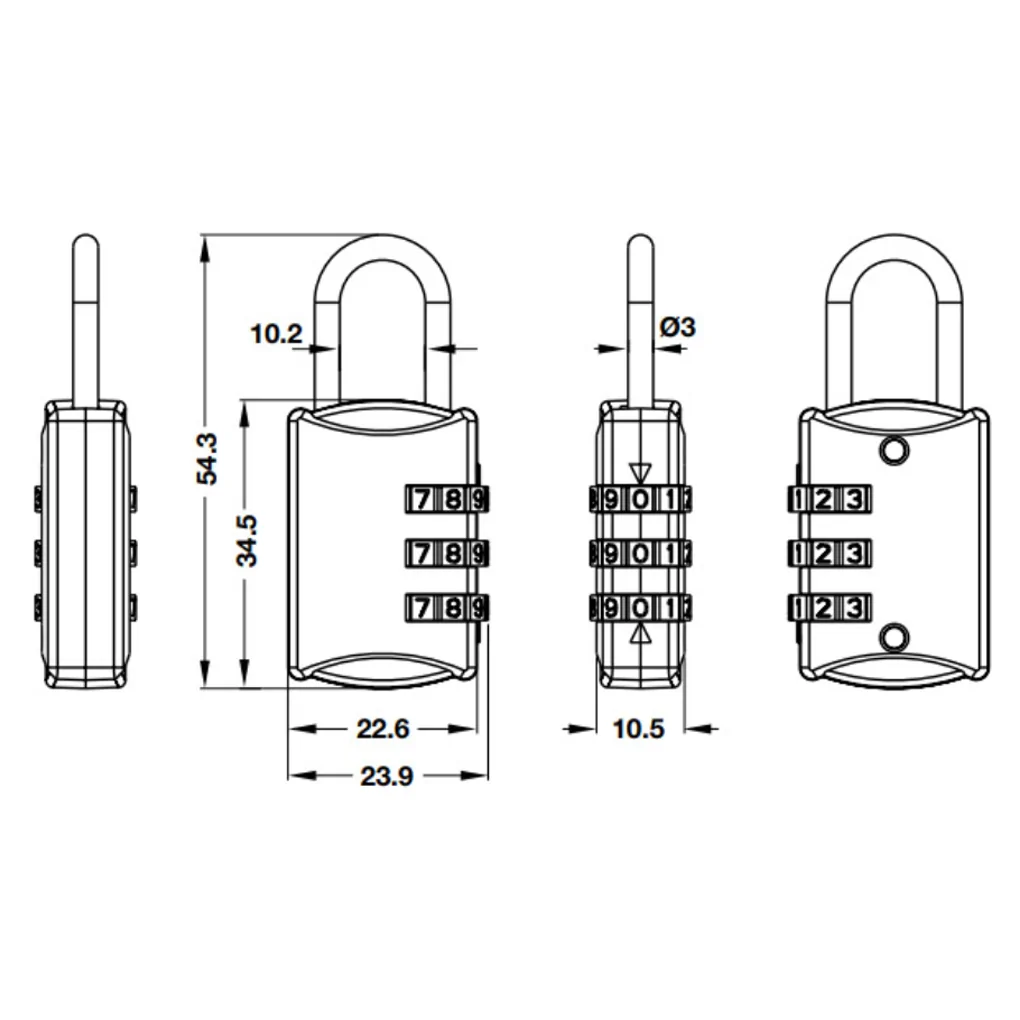 Ổ Khoá Số Du Lịch DIY HAFELE 20302 Orange 482.09.002