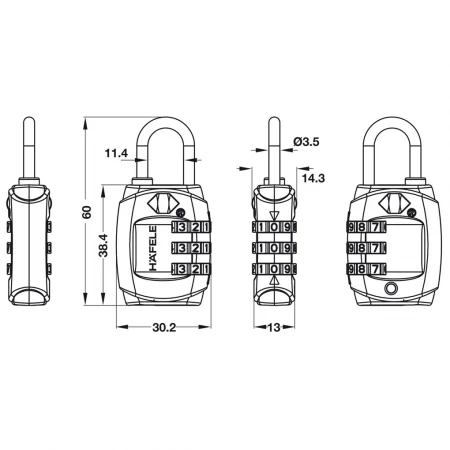 Ổ Khoá Số Du Lịch DIY HAFELE TSA 331 Orange 482.09.011 0