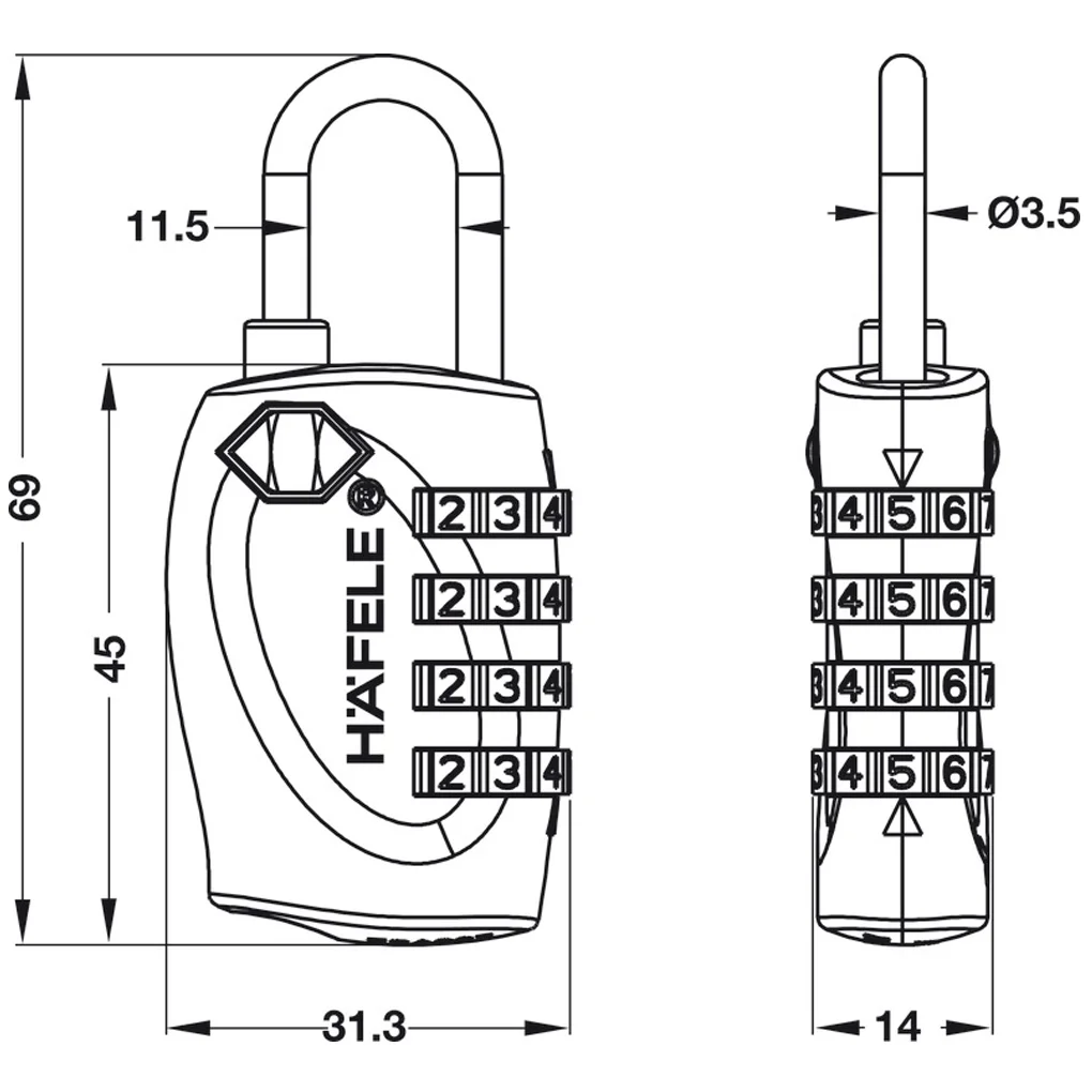 Ổ Khoá Số Du Lịch DIY HAFELE TSA 330 Black 482.09.006