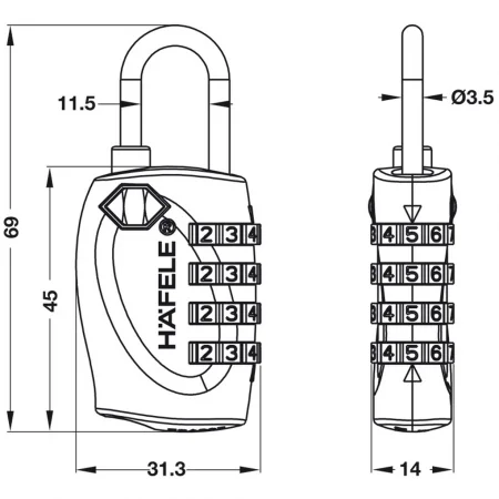 Ổ Khoá Số Du Lịch DIY HAFELE TSA 330 Black 482.09.006 0