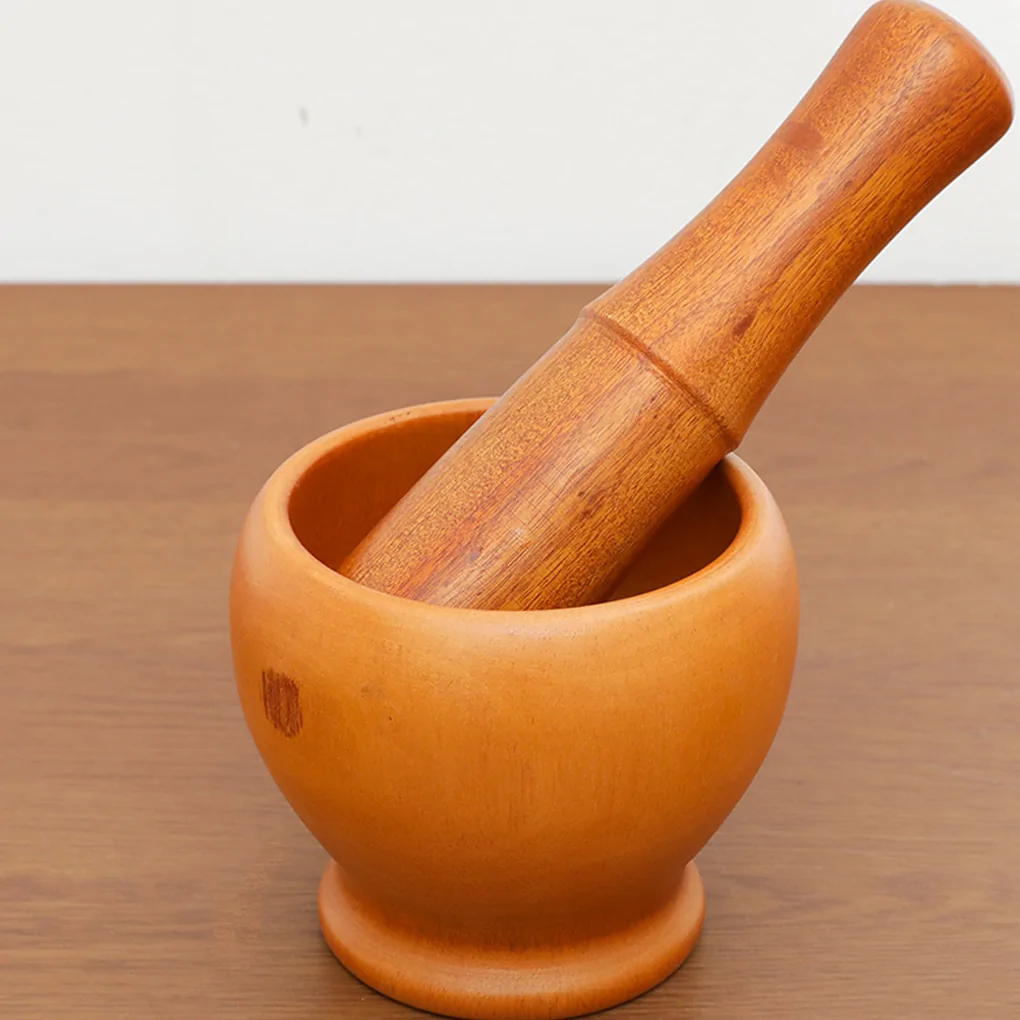 Bộ Cối Chày Bầu Gỗ Xà Cừ Cao Cấp 13Cm