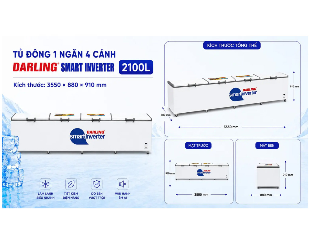 Tủ Đông Darling Inverter 2100 Lít DMF-1779ASI 0