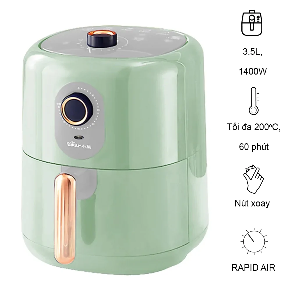 Nồi Chiên Không Dầu Bear QZG-B14D1 - Hàng Quốc Tế - Bản Tiếng Anh