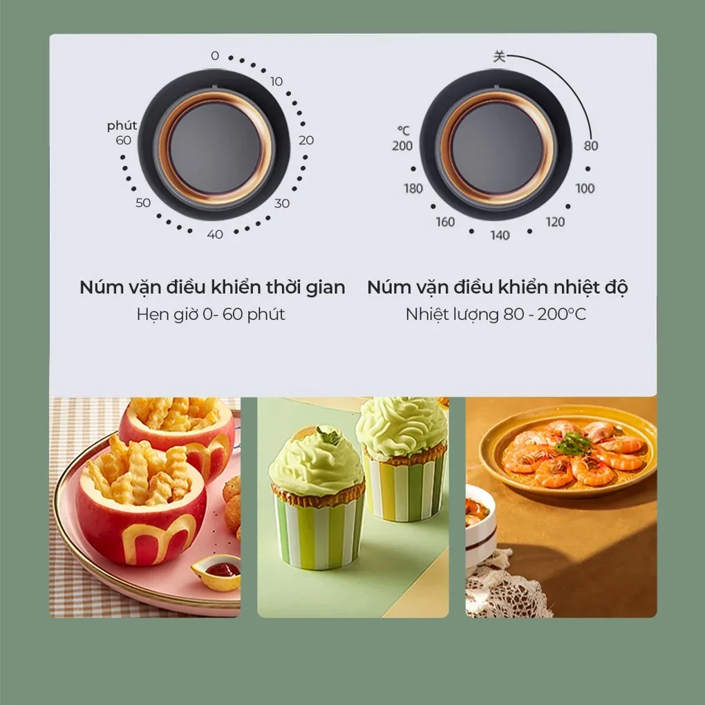 Nồi Chiên Không Dầu Bear QZG-B14D1 - Hàng Quốc Tế - Bản Tiếng Anh