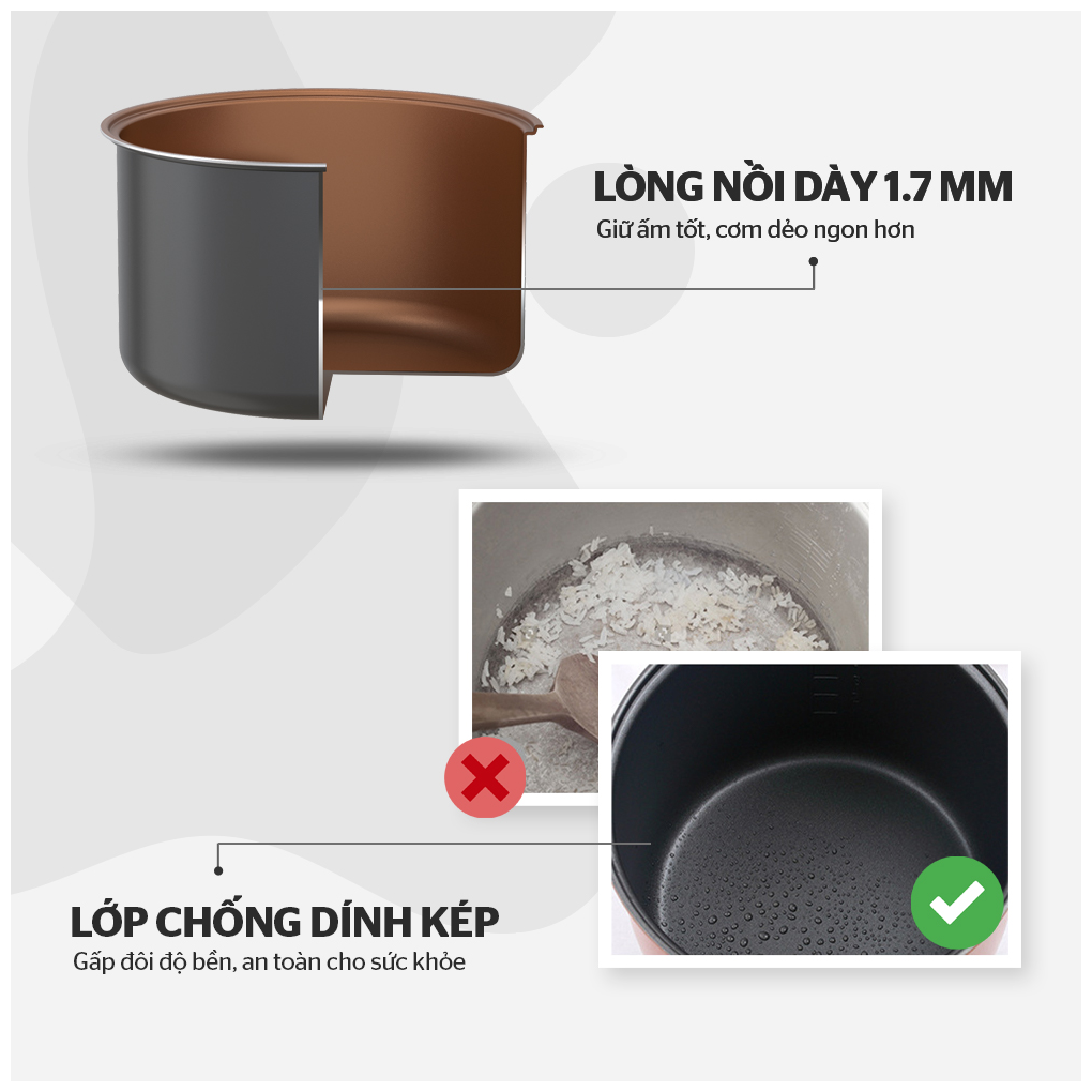 Nồi Cơm Điện Sunhouse SHD8305 3 Lít 5