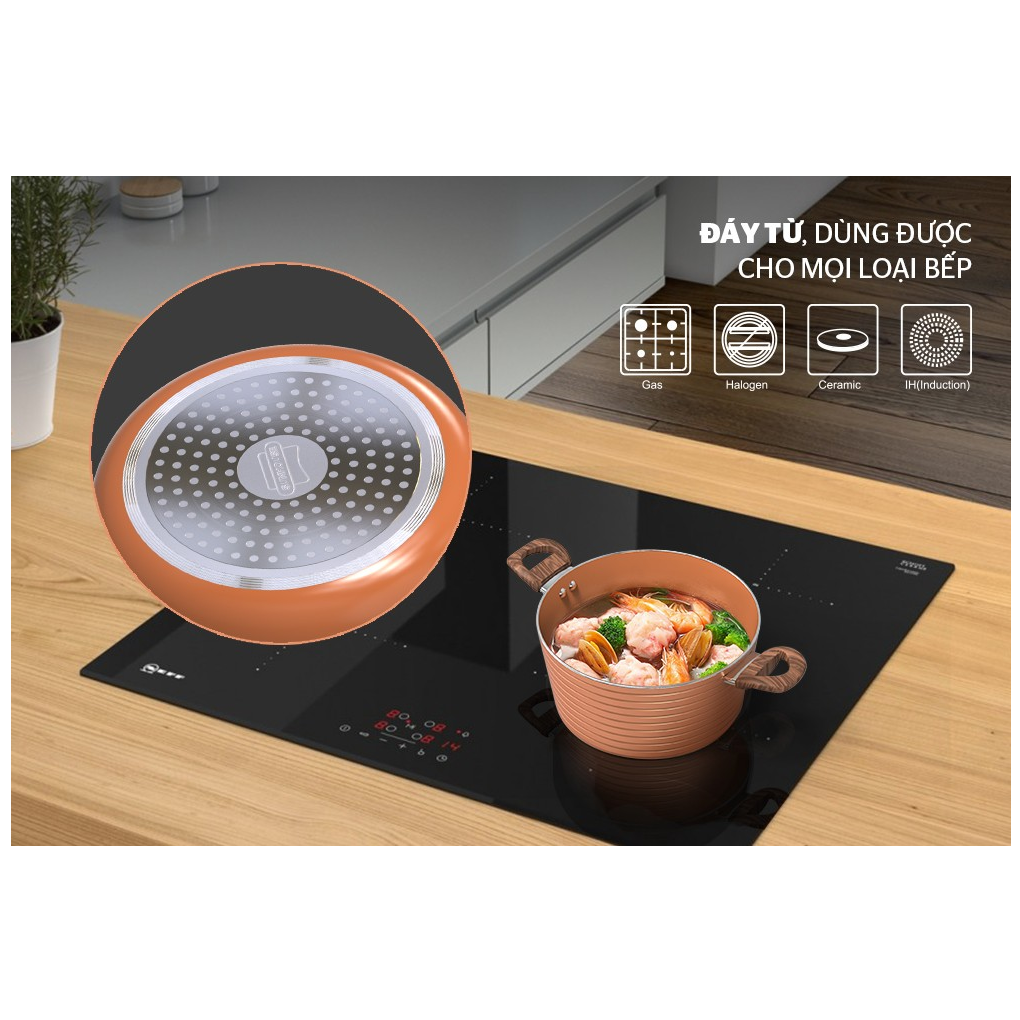 Bộ Nồi Chảo Ceramic Đáy Từ Sunhouse SHG2008MCA 2