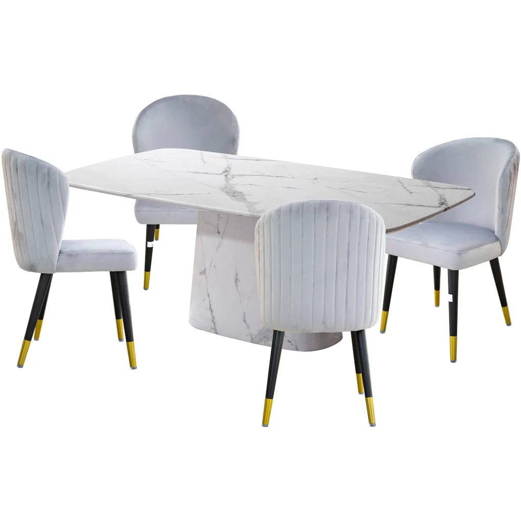 Bộ Bàn Ăn Cẩm Thạch Wales DT-185 658-1 1.8M + 4 Ghế Ăn ECOCH15