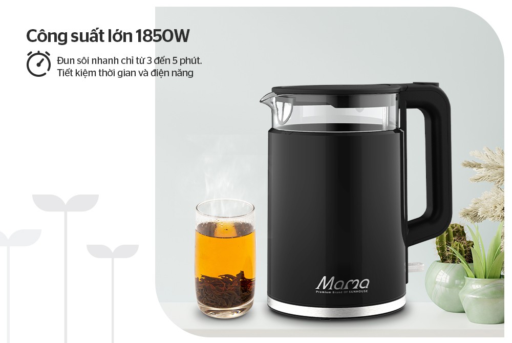 Ấm Siêu Tốc Thủy Tinh Sunhouse Mama SHD1330 1.7 Lít 4
