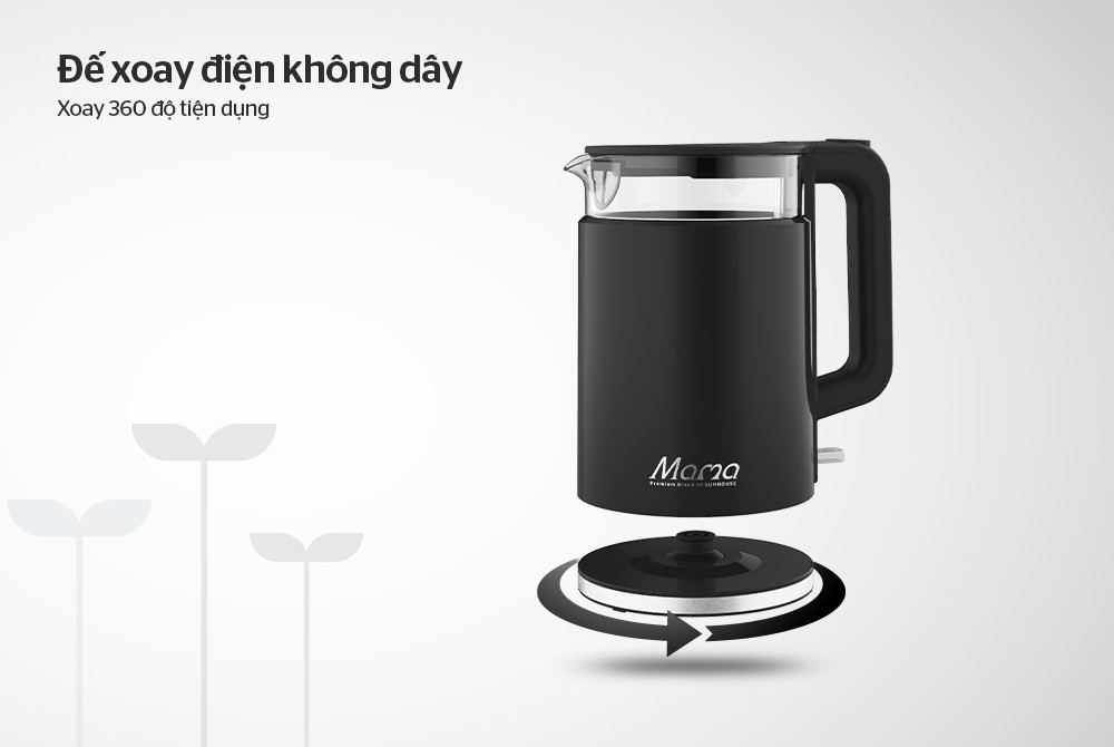 Ấm Siêu Tốc Thủy Tinh Sunhouse Mama SHD1330 1.7 Lít 5