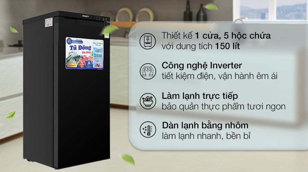 Tủ Đông Sanaky Inverter 150 Lít VH-180VD3