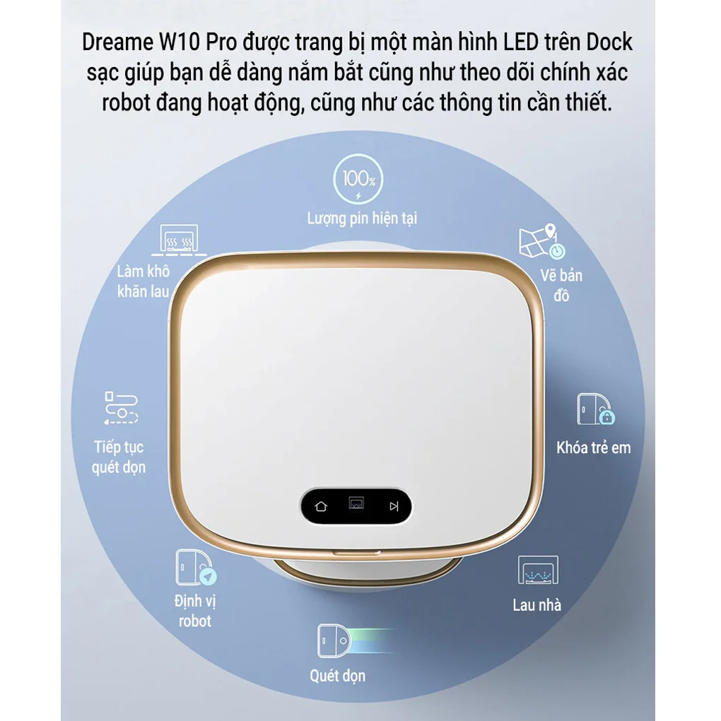 Robot Hút Bụi Lau Nhà, Tự Giặt Giẻ Lau Dreame W10 Pro 3