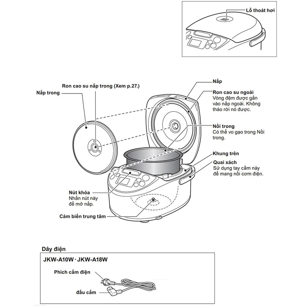Nồi Cơm Điện Cao Tần Tiger JKW-A10W-CU - Nhật Bản 2