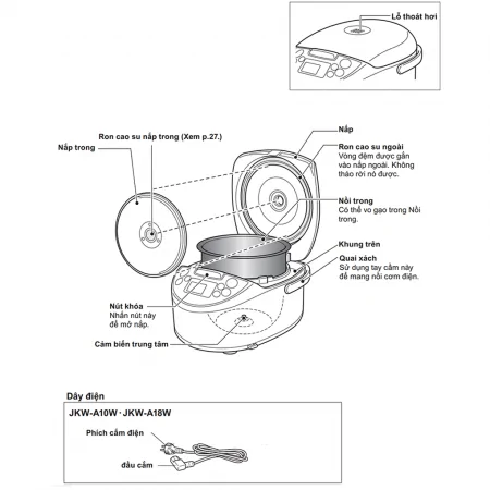 Nồi Cơm Điện Cao Tần Tiger JKW-A10W-CU - Nhật Bản 2